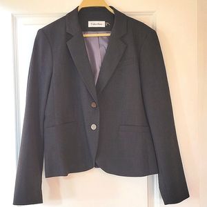 Women's Calvin‎ Klein 2-Button Gray Suit Blazer Jacket Size 12
